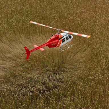 Helicopter Hovering over Long Grass